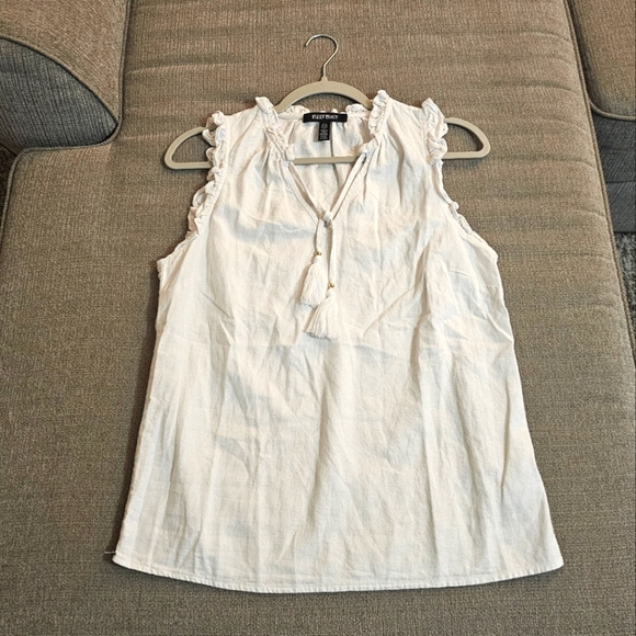 Ellen Tracy Tops - Ellen Tracy White Linen Blend Casual Minimalist Lagenlook Neutral Top Small